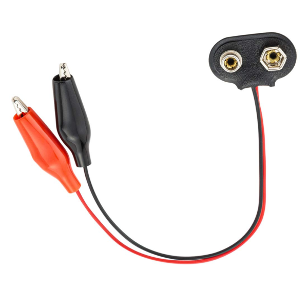 Broche con caimanes para pila de 9V