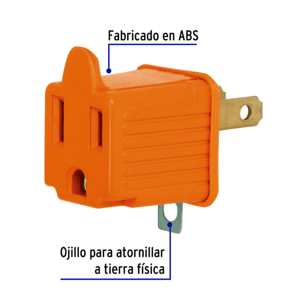 Adaptador 3 a 2 Volteck [AD-32N-G] - Imagen 2