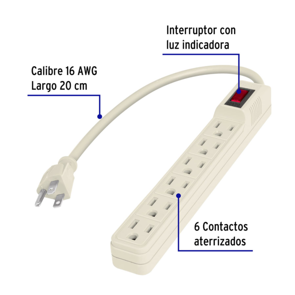 Multicontacto Volteck [MUL-6E] - Imagen 2